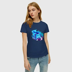 Футболка хлопковая женская Акула и подводный мир, цвет: тёмно-синий — фото 2