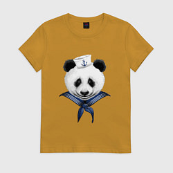 Футболка хлопковая женская Captain Panda, цвет: горчичный