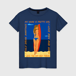 Женская футболка Женщина на море