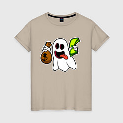 Женская футболка Призрак с деньгами