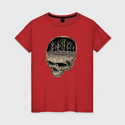 Женская футболка Череп Земля и Деревья
