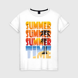 Футболка хлопковая женская SUMMER TIME, цвет: белый