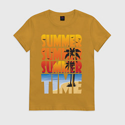 Футболка хлопковая женская SUMMER TIME, цвет: горчичный