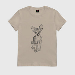 Женская футболка Котенок сфинкса мур мур