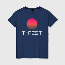 Футболка хлопковая женская T-Fest, цвет: тёмно-синий