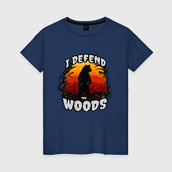 Женская футболка Медведь I defend the woods