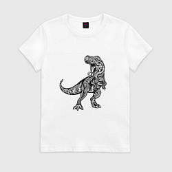 Женская футболка Тираннозавр узор Мандала