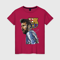 Футболка хлопковая женская Lionel Messi Barcelona Argentina Striker, цвет: маджента