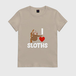 Женская футболка Я люблю ленивцев