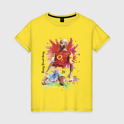 Футболка хлопковая женская Thierry Daniel Henry, цвет: желтый
