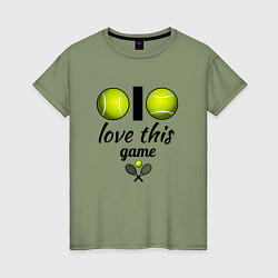 Футболка хлопковая женская Я люблю теннис, цвет: авокадо