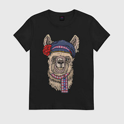 Женская футболка Славянская лама