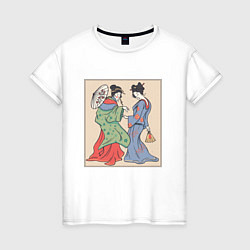 Женская футболка Японские Гейши Гравюра Укиё-э