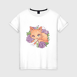 Женская футболка Японская кавайная лисичка