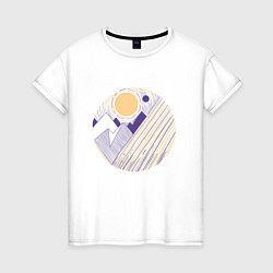 Женская футболка Абстрактные горы и солнце