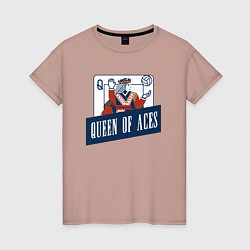 Футболка хлопковая женская Queen Of Aces, цвет: пыльно-розовый