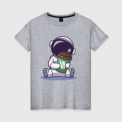 Женская футболка Астронавт и кофе