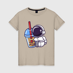 Женская футболка Астронавт и сок