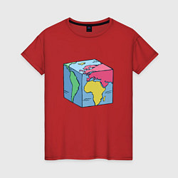 Женская футболка Квадратный глобус земли