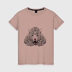 Футболка хлопковая женская Леопард, цвет: пыльно-розовый