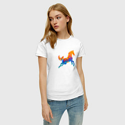 Футболка хлопковая женская Конь цветной, цвет: белый — фото 2