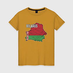 Футболка хлопковая женская Belarus Map, цвет: горчичный