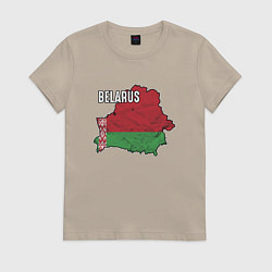 Футболка хлопковая женская Belarus Map, цвет: миндальный
