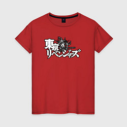 Футболка хлопковая женская Токийские мстители, лого, цвет: красный