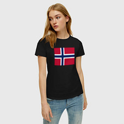 Футболка хлопковая женская Норвегия Флаг Норвегии, цвет: черный — фото 2