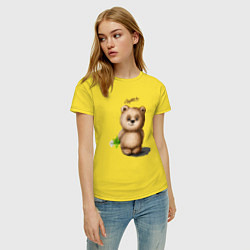 Футболка хлопковая женская Медведь, цвет: желтый — фото 2