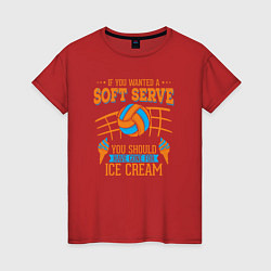 Футболка хлопковая женская Volley - Soft Serve, цвет: красный