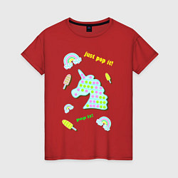 Женская футболка Pop it единорог и радуга