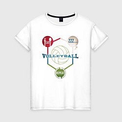 Футболка хлопковая женская Volleyball Life, цвет: белый