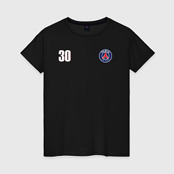 Футболка хлопковая женская PSG Leo Messi 30 New 202223, цвет: черный