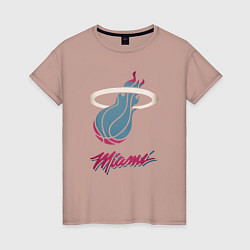 Футболка хлопковая женская Miami Heat, цвет: пыльно-розовый