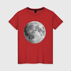 Футболка хлопковая женская Полнолуние Лунная фаза, цвет: красный