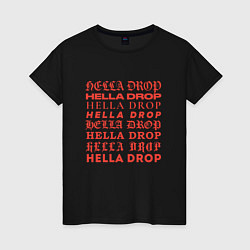 Футболка хлопковая женская HELLA DROP TYPO, цвет: черный