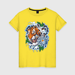 Женская футболка Тигр в цветах