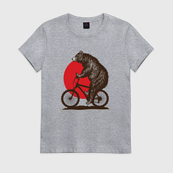 Женская футболка Медведь на велосиеде