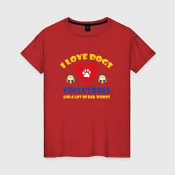 Женская футболка Собаки и волейбол