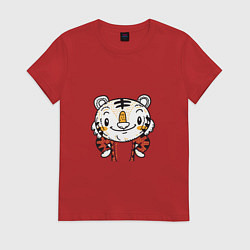 Футболка хлопковая женская Тигрёнок, цвет: красный