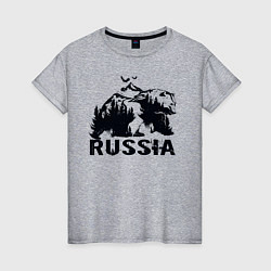 Футболка хлопковая женская Russian bear, цвет: меланж