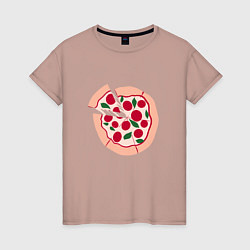 Футболка хлопковая женская Пицца и ломтик, цвет: пыльно-розовый