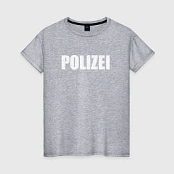 Футболка хлопковая женская POLIZEI Полиция Надпись Белая, цвет: меланж