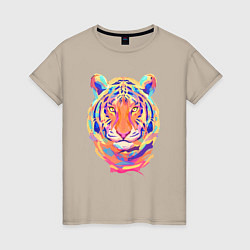 Футболка хлопковая женская Color Tiger, цвет: миндальный