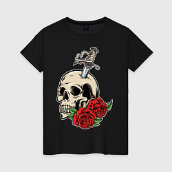 Женская футболка Череп с розами