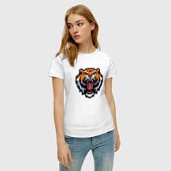 Футболка хлопковая женская Tiger Head, цвет: белый — фото 2
