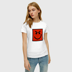 Футболка хлопковая женская BON JOVI HAVE A NICE DAY SMILE LOGO, цвет: белый — фото 2