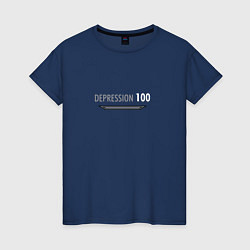 Футболка хлопковая женская DEPRESSION 100, цвет: тёмно-синий