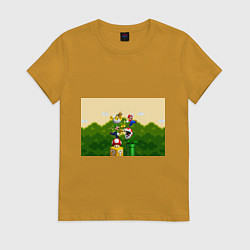 Футболка хлопковая женская Mario Coins, цвет: горчичный
